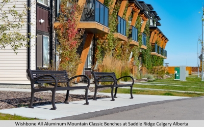 Wishbone All Aluminum Mountain Classic Benches at Saddle Ridge Calgary Alberta-2